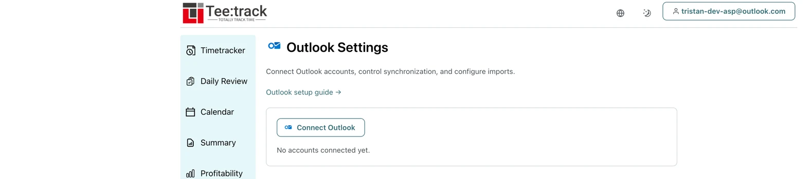 Open the Outlook settings page