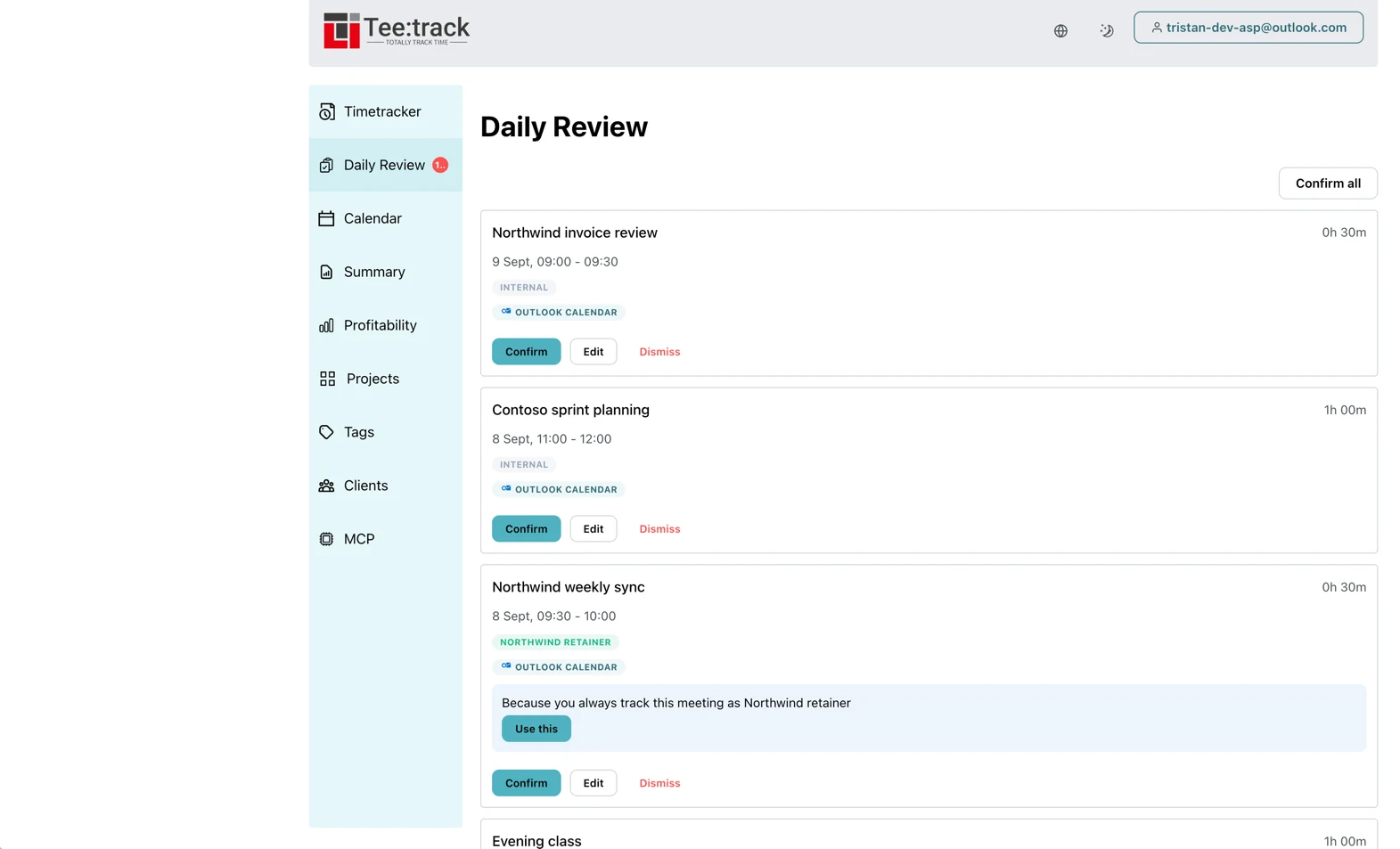 Review the imported events