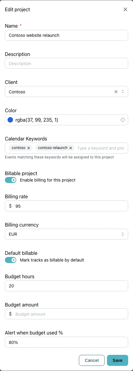 Add calendar keywords to your projects (Pro)