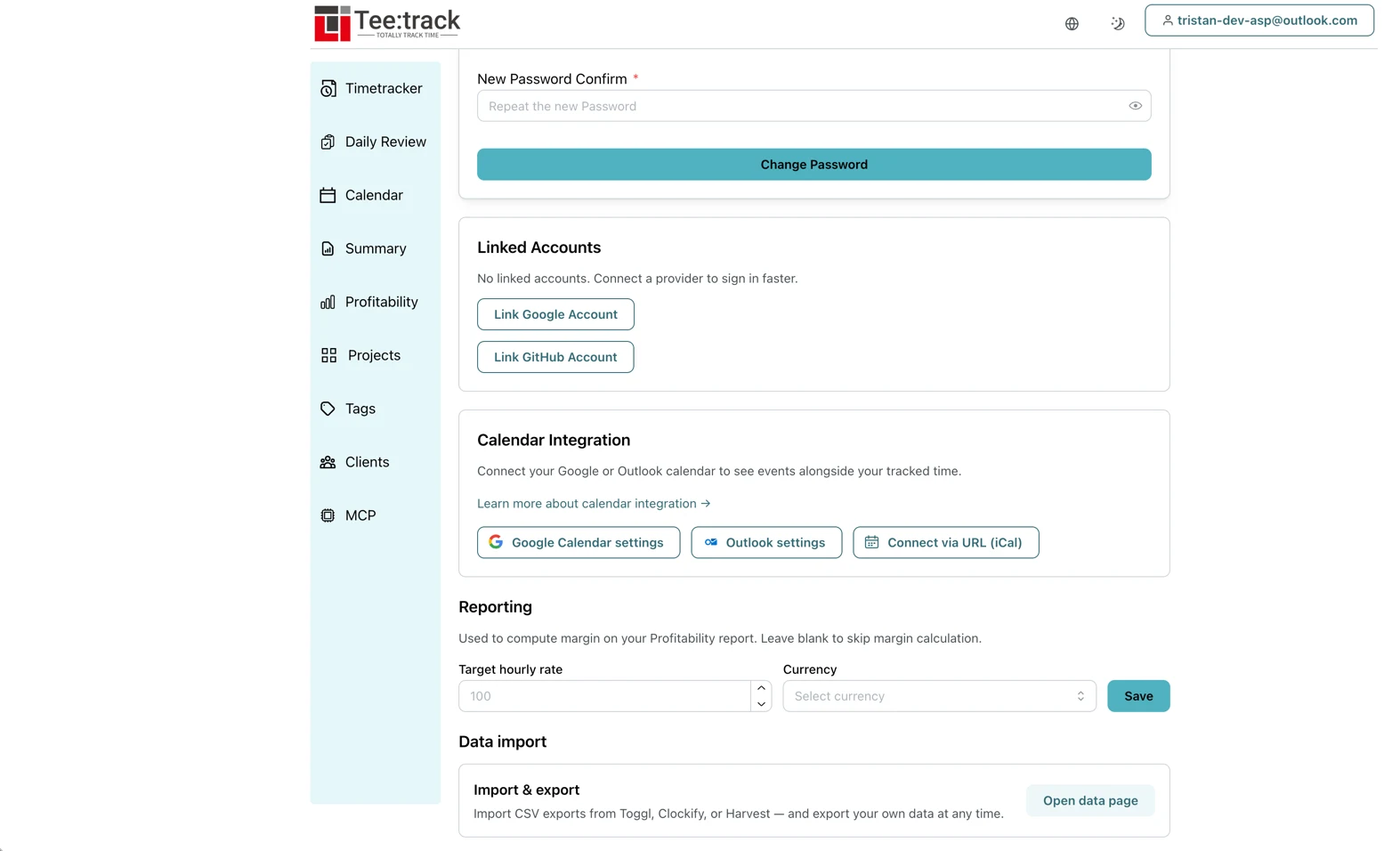 Open the Outlook settings page